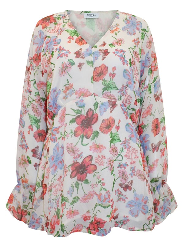 Lined but lightweight polyester, with a chiffon feel. Floaty and relaxed fit. Pair with pale jeans for a fresh and summery outfit, but great for any season paired with darker bottoms. Fit: Relaxed, Sizing: As expected