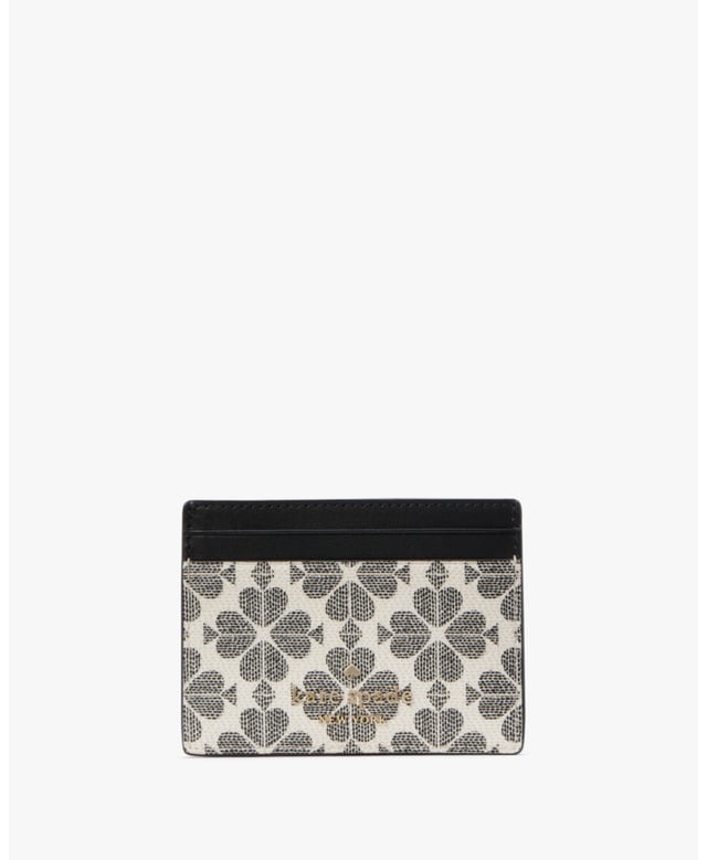 Spade Flower Spade Flower Pvc Small Slim Card Holder, Metal Pinmount With Spade Logo, 4 Cc Slots, Open Middle Compartment,  Width: 7.50 Cm,  Height: 10.00 Cm