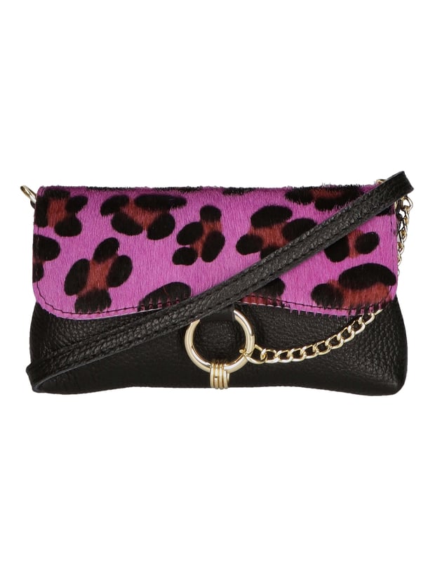 Bolso clutch de mujer de un compartimento, bandolera ajustable y extraíble. Producto italiano hecho a mano en genuina piel Dollaro + Horse. Hecho en Italia