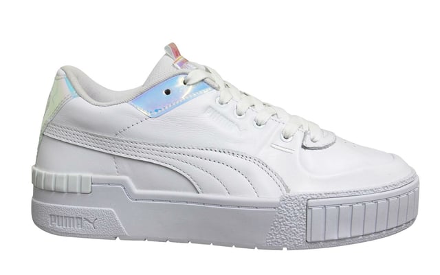 Puma Cali Sport Glow White Leather Low Lace Up Womens Trainers 373083 01