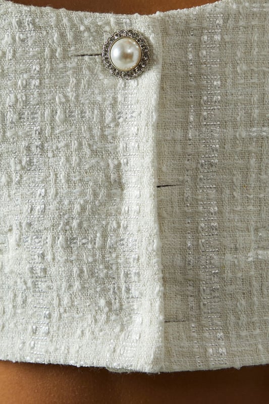 Boucle Feather Trim Cropped Jacket