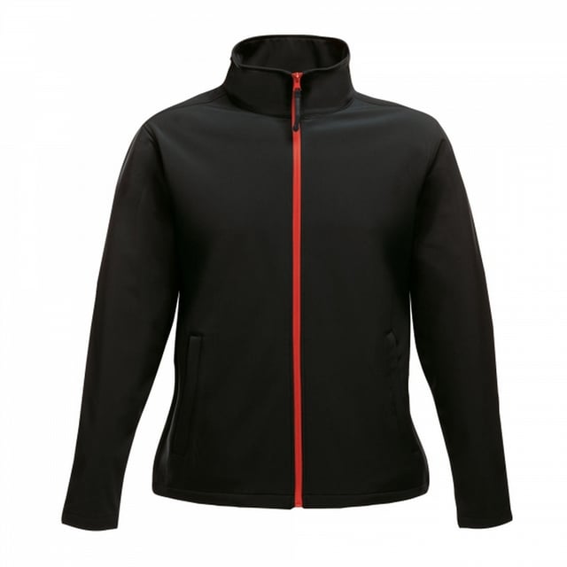 100% Polyester Geweven softshell jas met warme rug Afdrukbare softshell-stof Windbestendig membraanweefsel Duurzame waterafstotende afwerking Binnenritsbeschermer, 2 onderste zakken en verstelbare schokkoordzoom.