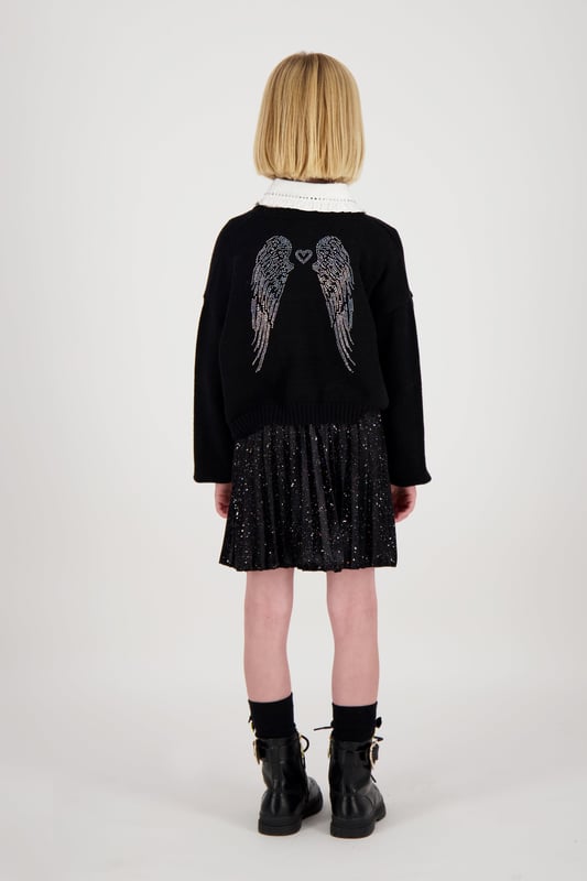 Angel's Face depict mesmeric high quality in their beautifully crafted designs. This Sheila crochet jumper is reflective of the label's preference for bohemian styles with quirky, innovative twists. Depicted with iridescent crystal wings and the brand's signature bow and heart charm. 50% Viscose 28% Polyester 22% Polyamide Machine Wash At 30*Angel‚ Face : Girl‚ Height  3-4Y: 40" / 104cm 4-5Y: 43" / 110cm 5-6Y: 45" / 116m 6-7Y: 48" / 122cm 8-9Y: 52" / 134cm 10-11Y: 57" / 146cm 12-13Y: 62" / 158cm