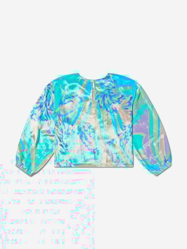 Experience the epitome of luxury fashion with the Girls Velvet Patterned Blouse in Blue, a haute couture piece from the renowned Italian designer Emilio Pucci. This stylish top combines elegance with comfort, making it an exceptional addition to your little girl's collection. Here are its splendid features for your perusal:Great Expertise: True Italian craftsmanship at its best; made with precision and high-quality assurance, ensuring an enduring wear.Chic Design: The trendy and whimsical print lends a playful yet sophisticated vibe, making it a statement piece for any setting.Premium Comfort: Fabricated using superior materials, it promises paramount comfort for your little princess throughout the day.revitalise your girl's ensemble with the Girls Velvet Patterned Blouse from Emilio Pucci in Blue. Place your order now and give your girl the spotlight she deserves!