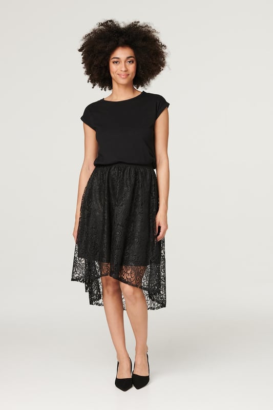 Black a line lace skirt online