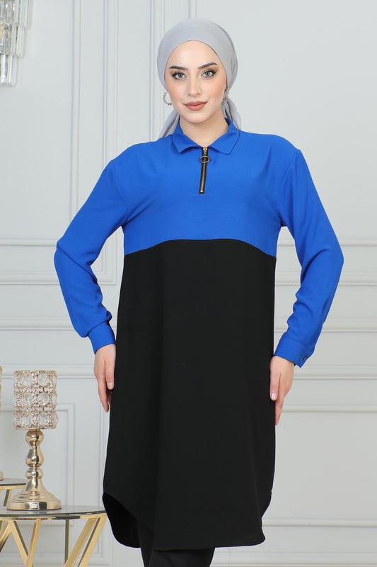 Stoffmerkmal: Hergestellt aus Belmando-Stoff.Produktmerkmal: Neues Hijab-Modemodell der Saison. Ungefüttert. Hat einen halben Reißverschluss vorne für einfache Verwendung. Manschettenknöpfe sind funktional. Aufgrund von Konzeptaufnahmen kann es leichte Farbabweichungen im Produkt geben. Das Model trägt Größe 40. Größe 38 Tunika-Maße: Produktlänge: 99 cm - Br