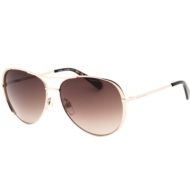 Marc Jacobs gouden zonnebril, lensbreedte = 59 mm, neusbrugbreedte = 14 mm, armlengte = 140 mm, zonnebril, zonnebrillendoos, schoonmaakdoekje en onderhoudsinstructies allemaal inbegrepen, 100% bescherming tegen UVA- en UVB-zonlicht en conform de Britse norm EN 1836: 2005, gouden zonnebril
