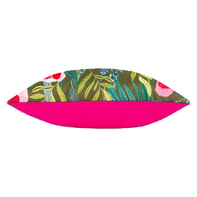 The House of Bloom Poppy outdoor cushion is adorned with striking bright pink florals, which bloom amongst varying leaves in rich shades, and are set against an olive green background. Printed on UV and water resistant Polyester, it will make an immediate impact, and will make a beautiful addition to your garden furniture.