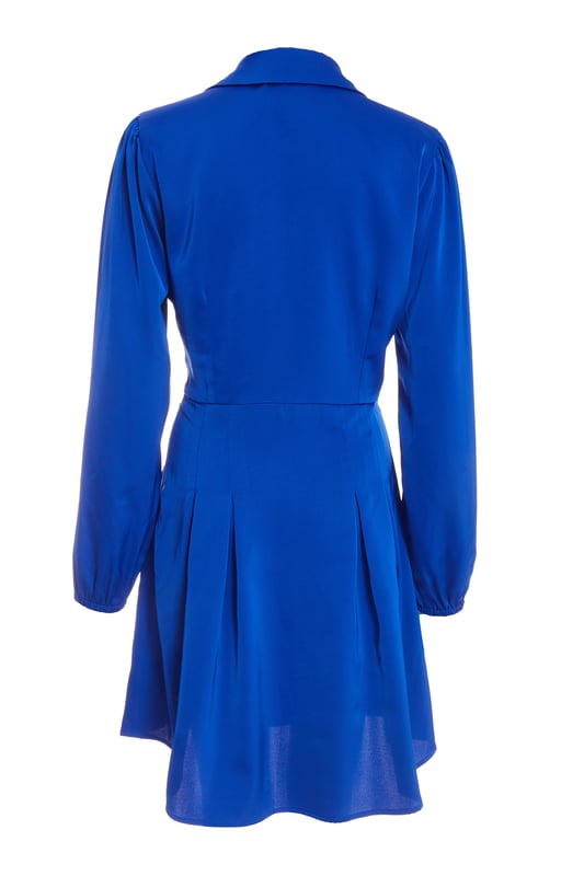YFB 100% Cotton Gauze Royal Blue Button Down Shirt Dress