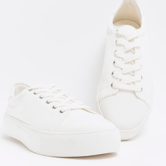River Island Mens Trainers White Lace Up Canvas