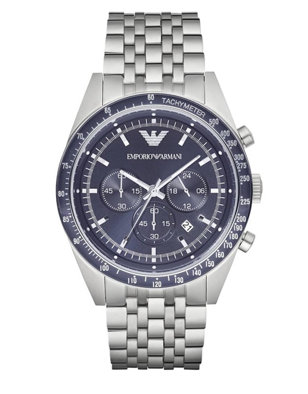 Emporio Armani Uhr mit blauem Zifferblatt aus Edelstahl AR6072.  EAN 4053858508613