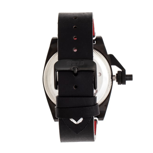316L roestvrijstalen behuizing van chirurgische kwaliteit; Japans quartz uurwerk; Saffiergecoat mineraal kristal; Logo-gegraveerde roestvrijstalen achterkant; Metalen bewegingshouder; Geschroefde kroon; Echt lederen band; Logo-gegraveerde roestvrijstalen sluiting; Zwitserse Super Luminova-wijzers; 42 mm doorsnee; 20 ATM waterbestendigheid (goedgekeurd voor professioneel diepduiken);