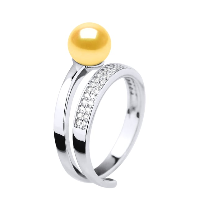 Ring Rush Genuine Freshwater Pearl Round 7-8 mm - AAAA Quality + - COLORI GOLD - Paving oxides of zirconium - Justerbar från storlek 48 till storlek 62 - 925 Thousandth rhodium - 2 års garanti mot tillverkningsfel - Levereras i sitt fodral med ett äkthetscertifikat och en internationell garanti - Alla våra smycken är tillverkade i Frankrike.