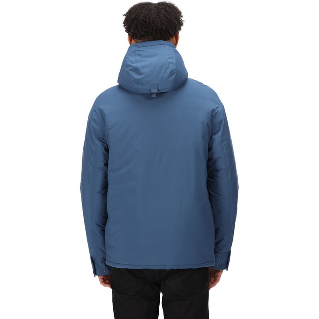 Waterproof and breathable Isotex 8000 recycled 100% polyester stretch fabric. Recycled fabric made from approximately 7 plastic bottles (500ml size). Breathability rating 8,000g/m2/24 hours. Taped seams. Durable water repellent finish. Thermoguard insulation. Cire baffle lining to hood and body. Inner security pocket. Grown on hood with adjusters. 2 lower patch pockets with handwarmer pockets behind. 2 chest patch pockets. Adjustable cuffs. Adjustable shockcord hem.