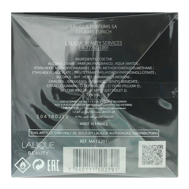 Lalique Encre Noire A LExtreme is a woody aromatic fragrance for men. Top notes bergamot elemi resin cypress. Middle notes Haitian vetiver vetiver orris incense. Base notes patchouli sandalwood benzoin. Encre Noire A LExtreme was launched in 2015.