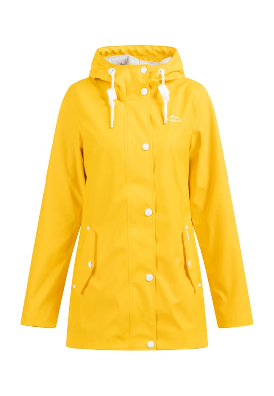 Geen vulling  Op regenachtige dagen biedt deze klassieke ICEBOUND heerlijke bescherming. Het gecoate materiaal is wind- en waterdicht en ideaal voor een wandeling in alle weersomstandigheden. De licht getailleerde, middellange vorm biedt extra bescherming tegen regen met de brede capuchon en stijlvolle koorden. De drukknoopsluiting boven de ritssluiting en de schuine klepzakken optimaliseren de jas bovendien op het gebied van weersbestendigheid.  Regenjas
