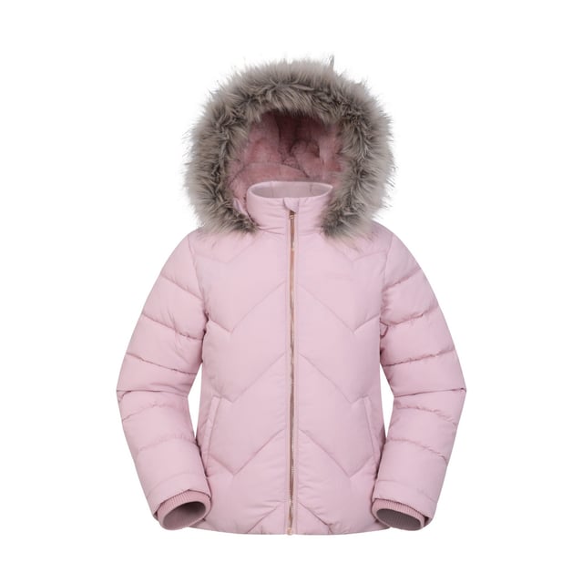 Material: Elastane, Elastodiene, Modacrylic, Polyester, Synthetic. Lining: Fleece. Fabric: Microfibre. Design: Logo, Plain. Fabric Technology: DWR Finish, Insulating, Isotherm, PFC Free, Water Resistant. Cuff: Elasticated. Neckline: Hooded. Sleeve-Type: Long-Sleeved. Hood Features: Faux Fur Trim. Length: Short. Pockets: 2 Side Pockets. Fastening: Full Zip. 5-6 Years: 24 in. 7-8 Years: 26 in. 9-10 Years: 28.5 in. 11-12 Years: 31 in. 13 Years: 33 in.