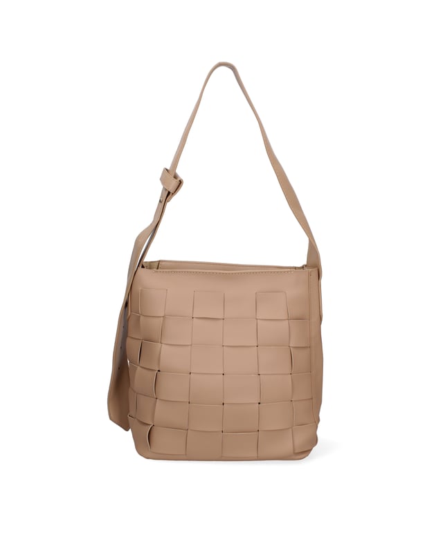 Bolso bandolera para mujer. El cierre es con cremallera. Los bolsillos internos son uno con cremallera. Los bolsillos externos están ausentes. Falta la correa para el hombro. El mango es regulable en resina. Hay un compartimento interno. El material exterior es PVC. Internamente está forrado en poliéster. Medidas: 24x28x14 cm. Hecho en Italia