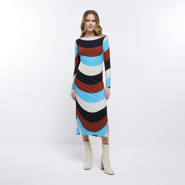 River island stripe midi dress clearance