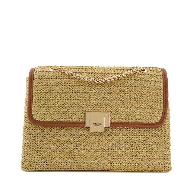 Last season, raffia emerged as a key trend, which doesn't seem to be ending anytime soon. Ignite your daytime wardrobe with Dorscho. Designed in-house, this small shoulder bag has been hand-woven using our bespoke technique for a softer look and feel. The secure magnetic closure has been accented with our bespoke Dune London logo, while the flap front is refined with a slide-chain strap and contrasting pipe trim that adds a sophisticated edge. With enough space to fit in your key essentials, the interior hosts a side pocket and our bespoke jacquard lining.