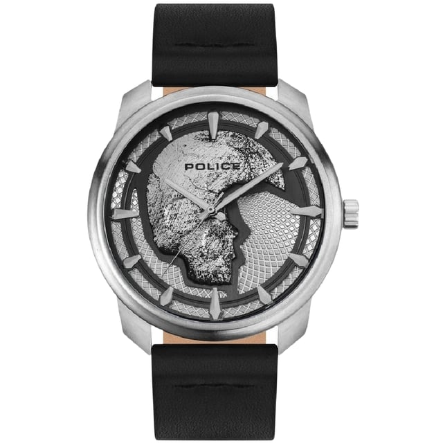 POLICE PL.15714JS-04 Uhr Mann Quarz• Material: Edelstahl• Glas: Mineral• Armband: Leder• Farbe: Grau• Wasserbeständigkeit: 50 m (5 ATM)• Gehäusegröße: 42 mm