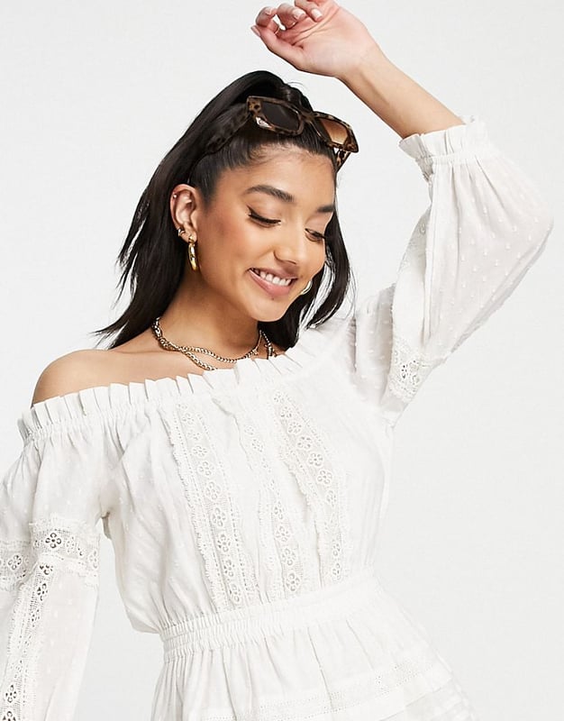 Broderie bardot hot sale dress