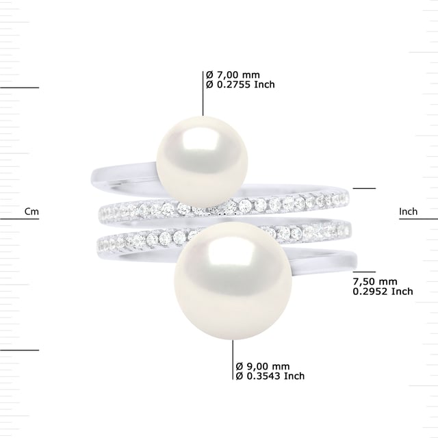 Ring DUO - 2 äkta sötvattenspärlor 7-8 och 9-10 mm - AAAA-kvalitet + - COLORI NATURLIG VIT - Beläggningsoxider av zirkonium - Justerbar från storlek 48 till storlek 62 - 925 tusendels rhodium - 2 års garanti mot tillverkningsfel - Levereras i ett presentationsfodral med ett äkthetsintyg och en internationell garanti - Alla våra smycken är tillverkade i Frankrike.