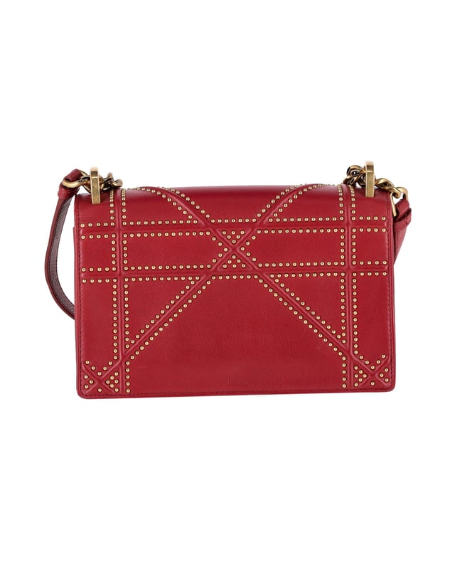 Dior Diorama Studded Shoulder Bag in Red Leather