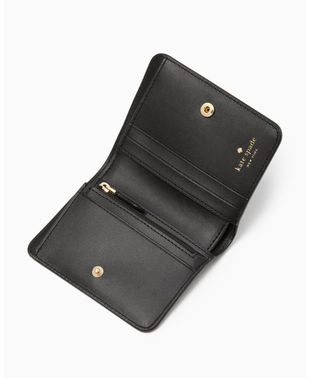 Don't Let The Size Deceive You: Our Small Wallets Have Room For All Your Credit Cards And Cash. Plus, You Can Fit It In Your Tiny Bag., Madison Saffiano Leather Small Bifold Wallet, Metal Pinmount Logo, Slip Pocket, Zip Coin Compartment, Five Credit Card Slots, Back Slip Pocket,  Width: 11.00 Cm,  Height: 10.00 Cm