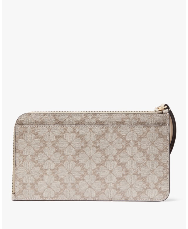 It’S True, This Petite Accessory Has The Perfect Space For Money And Cards. But Feel Free To Throw In Your Lipstick And Chocolate Stash As Well., Lucy Spade Flower Pvc Medium L-Zip Wristlet, Metal Pinmount Logo, 3 Credit Card Slots, Slip Pocket,  Length: 20.00 Cm,  Width: 2.00 Cm,  Height: 12.00 Cm