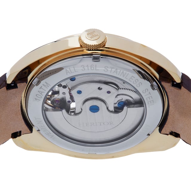 316L roestvrijstalen behuizing van chirurgische kwaliteit; Jeweled M2701-1A automatisch uurwerk; Juweellagers: 22 juwelen; 41 uur gangreserve; Slagen per uur (BPH): 21600/uur; Saffier-gecoat mineraal kristal; Semi-skelet wijzerplaat; Observatiekast terug naar bezichtiging Uurwerk; Echt lederen band; Logo-gegraveerde roestvrijstalen sluiting; 46 mm doorsnee; 5 ATM waterbestendigheid;