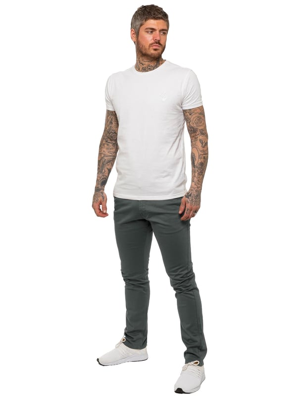 Enzo designer skinny stretch chino's voor heren. Magere stretch slanke pasvorm. 2 voorzakken, 2 achterzakken. Gulp met ritssluiting