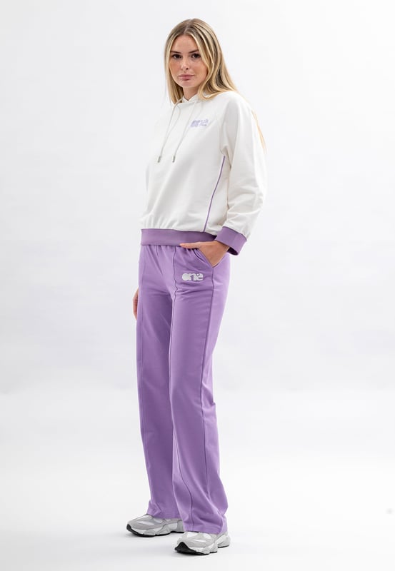 Tom Barron Damen-Hoodie mit Stickerei und geripptem Trainingsanzug-Set mit Seitenbesatz