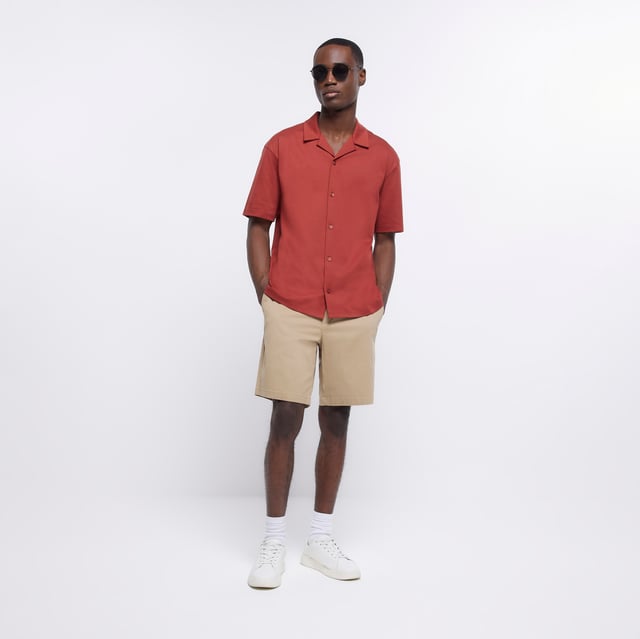 River Island Mens Chino Shorts Beige Slim Fit