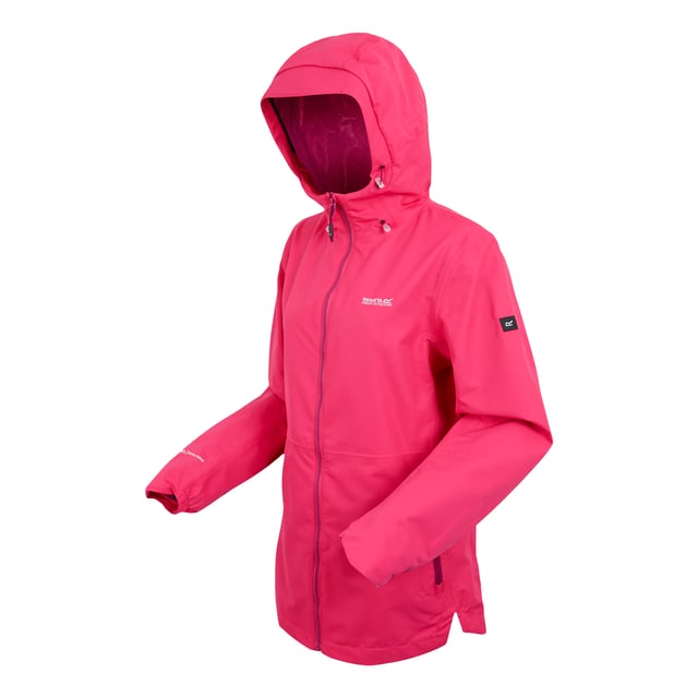 100% Polyester. Voering: Mesh, Bedrukt. Stof: structuur. Ontwerp: Logo, Effen, Tekst. 118gsm. Stoftechnologie: Ademend, Duurzaam Waterafstotend Afgewerkt, Isotex 10000, Waterdicht, Winddicht. Manchet: Gebogen, deels elastisch. Halslijn: Kapitein. Mouwtype: Met lange mouwen. Getapete naden. Kap Kenmerken: Op de kap gegroeid, Technisch, Knevelversteller, Bedrade piek. Zakken: 1 binnenzak, 2 zijzakken, ritssluiting. Bevestiging: Volledige ritssluiting. Waterdichte classificatie: 10000mm. 10000g/m²/24hrs. Zoom: Schokkoordzoom. 6 VK: 30 in. 8 UK: 32 in. 10 VK: 34 in. 12 VK: 36 in. 14 VK: 38 in. 20 VK: 45 in. 22 VK: 48 in. 24 VK: 50 in. 18 VK: 43 in. 16 VK: 40 in.