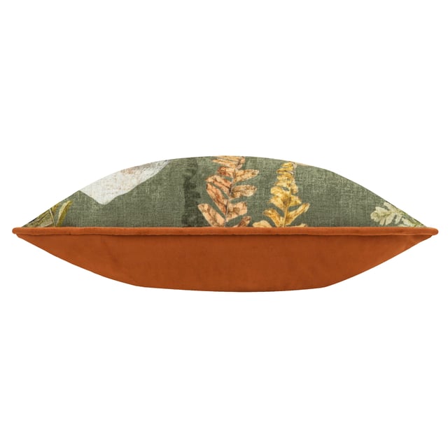 The Kielder Forest Fungi cushion showcases an enchanting woodland scene printed onto a soft velvet fabric. Finished with a soft velvet reverse and piped trim, this cushion adds a mystical and stylish feel to your home, perfect for creating a cosy yet trendy atmosphere.