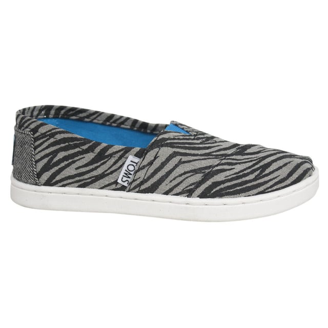 Toms Classic Slip-On Black Canvas Kids Espadrilles Toms-10006628_Zebra