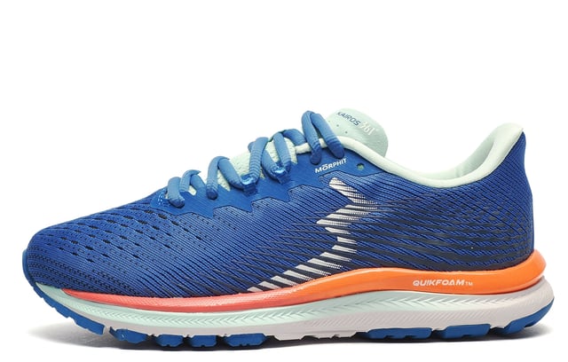 For those seeking a high-end running shoe at an exceptional price, the 361 Kairos is a perfect choice. This shoe brings together 361s most advanced technologies to deliver a smooth, dynamic, and highly integrated running experience.
 Crafted from super-soft materials, the anatomical pressure free tongue is designed to contour around the top of the ankle, offering a customized fit that alleviates pressure and stress on the top of the foot during intense workouts and runs. 
 The double engineered mesh, featuring a creative 45-hole pattern within its double jacquard design, maximizes ventilation and comfort. Paired with a 3D print, it offers a spacious forefoot without compromising the overall fit.
 Inside, comfort foam insoles provide long-lasting support, excellent moisture management, and breathability thanks to their open-cell Ortholite construction, which incorporates 20% recycled materials.
 The shoes dynamic stability technology works by engaging the foot mechanics improve running efficiency and promoting smooth heel to toe transitions. Additionally, the High Abrasion Rubber Technology (H.A.R.T.) on the rear offers exceptional grip and durability across various terrains, ensuring stability and confidence with every step, no matter where your runs take you.
 - Textile / Double-layer mesh mix upper enhances breathability
 - Comfort cushioned foam insoles
 - QU!KFOAM & QU!KSPINE shock absorbing technology for enhanced transitions 
 - QU!KFLEX flex groves for extra stability 
 - Anatomical pressure free tongue design
 - Perfect Fit lace up closure 
 - High abrasion rubber technology for optimal traction
 - Durable blown rubber outsole 
 - 361 Branding