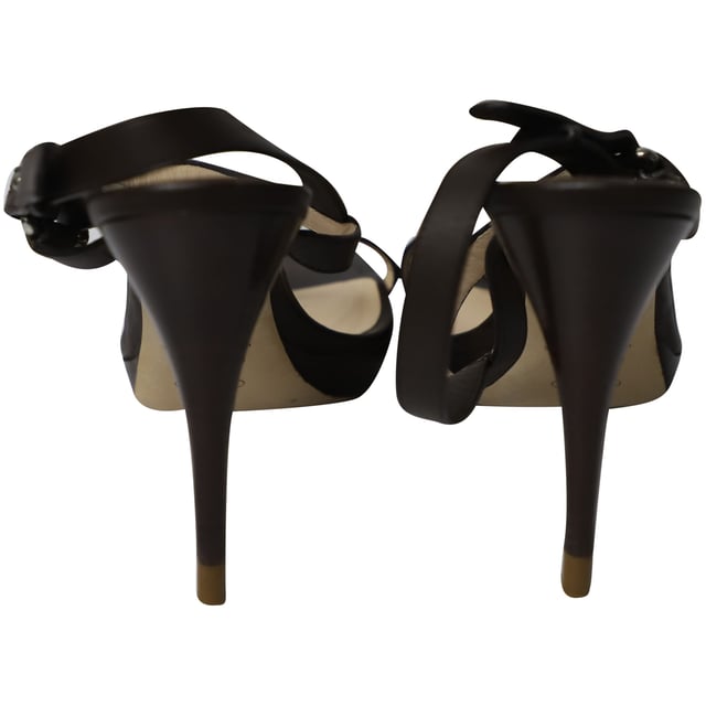 Celine Strappy Heel Sandals in Brown Leather