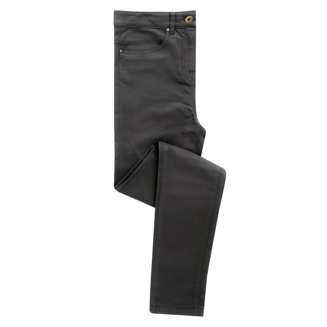 Easy care fabric. Stretch fabric for ease of movement. Belt loops. YKK zip fly with button over. Two side pockets with rivet detail. Two rear patch pockets. WRAP Certified Production. Materials: 63% polyester, 35% cotton, 2% elastane.