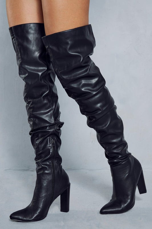Pull on over the knee black boots cheap