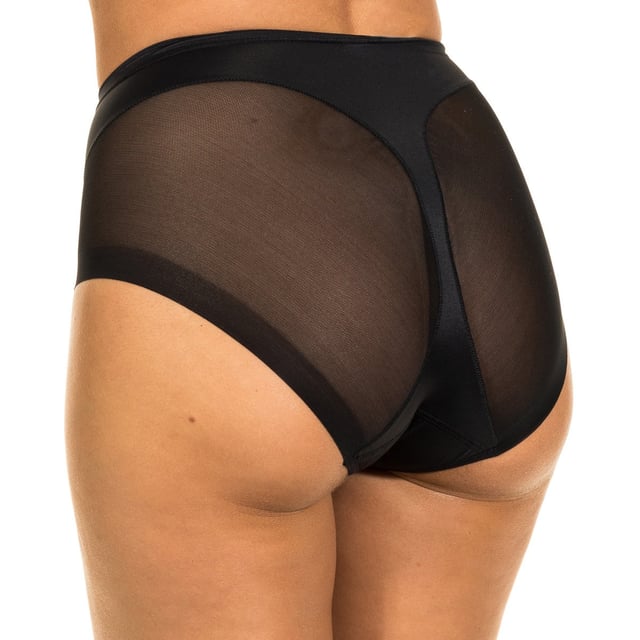 Secrets Janira Braguita 
 Black color 
 Shaping thong effect. 
 Elastic waistband 
 No seams, it does not leave a mark. 
 Thong and panties in a single garment. 
 Comfortable and breathable semi-transparent fabric. 
 Inner lining 
 Seams seen in tone. 

 Composition: 70% Polyamide. - 30% Elastane. 

 Care: 
 - Wash at max. 30º temperature. 
 - Do not use bleach. 
 - Do not use dryer. 
 - Do not iron. 
 - Do not dry clean.