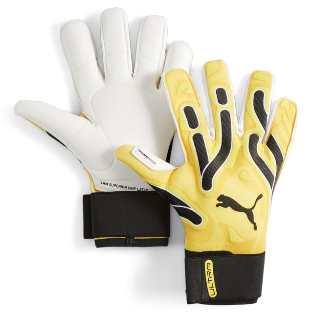PRODUCT STORY: The new ULTRA ULTIMATE HYBRID goalkeeper gloves are designed to meet every need of the modern keeper. Featuring a lightweight fabric and in using the exclusive GRDXKN print technology, the glove is extremely lightweight and flexible. With the newly designed backhand, each section has a specific treatment to improve the performance of grip, cushioning and ball control, no matter the conditions. DETAILS: 4mm Superior grip latex palm made of renewable raw materials provides fantastic grip in both wet and dry conditions; Gunn/Negative-mixed palm cut provides additional grip and improved fit; Weight-reduced body material allows perfect agility and enhance breathability; Printed backhand using the exclusive GRDXKN print technology provides grip and additional support when punching the ball; Thumb wrap increased latex to ball contact; Elasticated wrist with full length latex strap provides wrist support and a secure closure.