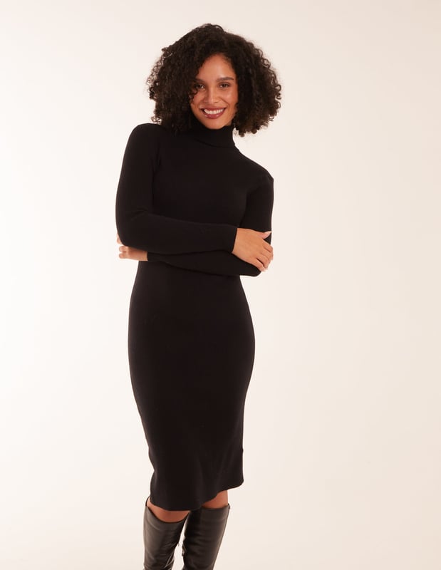 A simple roll neck dress that will provide full effect whatever you choose to team this with, this AW!