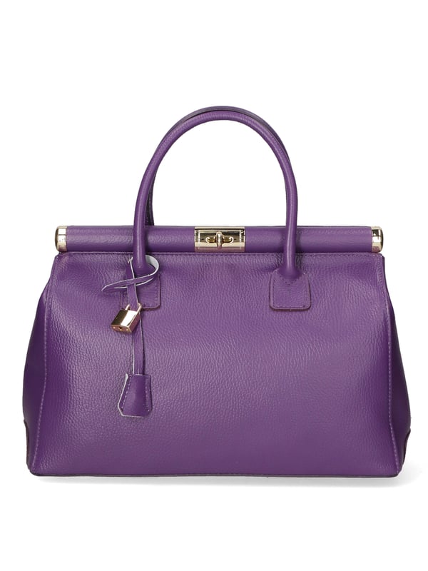 Bolso de mano de mujer de dos compartimentos con bandolera extraíble. Producto artesanal italiano en piel genuina dólar. Hecho en Italia