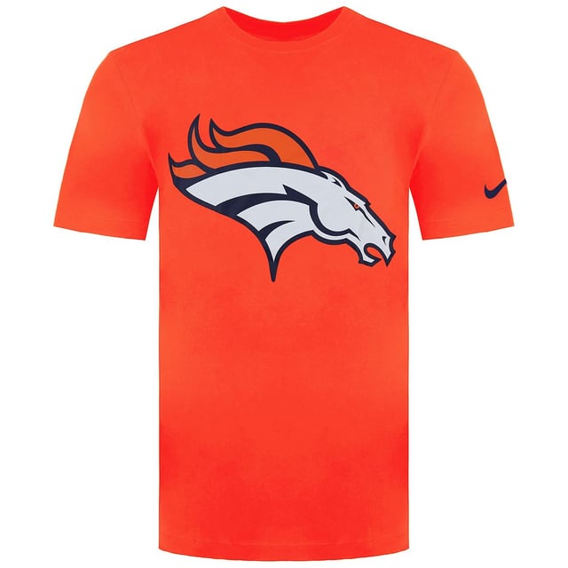The Nike NFL Denver Broncos Essential Team Men's T-Shirt is the perfect way to showcase your devotion to the Denver Broncos while staying comfortable and stylish. Here's a description with key features:

 Official NFL Merchandise:  This T-shirt is an officially licensed NFL product, guaranteeing its authenticity and adherence to the league's high-quality standards.

 Team Pride:  Display your allegiance to the Denver Broncos with the prominent team logo and team colors featured on the T-shirt.

 Nike Quality:  Renowned for quality, Nike ensures that this T-shirt lives up to the brand's reputation. Crafted from top-notch materials, it is designed to withstand multiple wears and washes.

 Comfortable Fit:  The shirt offers a comfortable fit suitable for both game days and everyday wear. Whether you're cheering on the Broncos at the stadium or just relaxing, you'll stay at ease and look great.

 Classic Crew Neck Design:  The timeless crew neck design ensures an easy and familiar style that pairs well with a variety of outfits.

 Durable Screen Printing:  The Denver Broncos' logo and branding are screen printed onto the T-shirt for longevity, so you can proudly display your team support without worrying about the graphics fading or peeling.

 Easy Maintenance:  This T-shirt is machine washable, making it simple to clean and maintain. Just toss it in the washing machine for quick and convenient cleaning.

 Versatile Wardrobe Essential:  Whether you layer it under a jersey or wear it as a standalone item, this T-shirt is a versatile addition to your Denver Broncos apparel collection.

Show your unwavering support for the Denver Broncos with the Nike NFL Denver Broncos Essential Team Men's T-Shirt. It's an ideal choice for expressing your team loyalty in a comfortable and fashionable way, whether you're headed to the stadium, watching the game with friends, or simply going about your day.