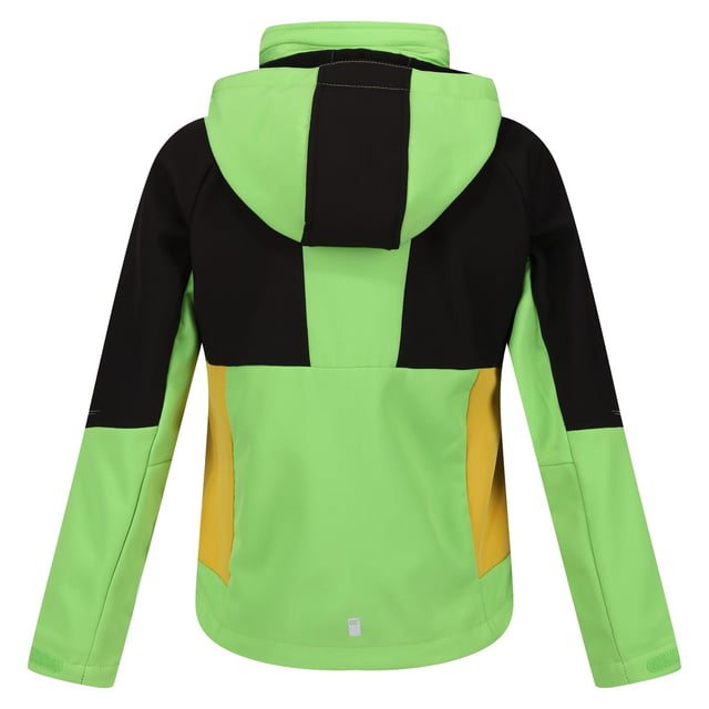 Materiaal: 96% Polyester, 4% Elastaan. Stof: Softshell, Stretch. Ontwerp: Badge, Contrast, Logo. Stoftechnologie: Ademend, DWR Finish, Waterdicht, Weerbestendig, Winddicht. 360 Graden Reflectie, Binnenritsbescherming, Gedrukt Naametiket, Reflecterende Afwerking. Halslijn: Kapitein. Mouwtype: Met lange mouwen. Eigenschappen van de kap: Afneembare kap, Elastiek. Zakken: 2 Zijzakken, Rits. Bevestiging: Volledige ritssluiting. 10000g/m²/24hrs. Zoom: verstelbaar, zoom met schokkoord.