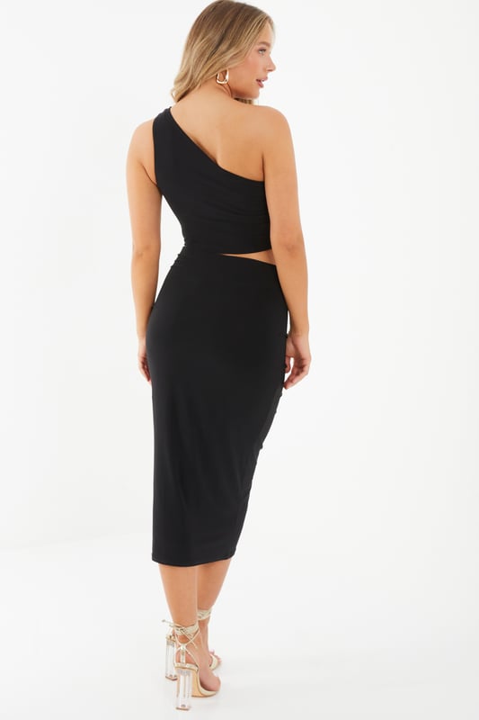 Padget Ruch Cutout Bodycon Skirt In Black
