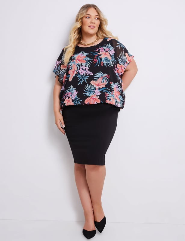 Women's plus size bubble hem tops best sale
