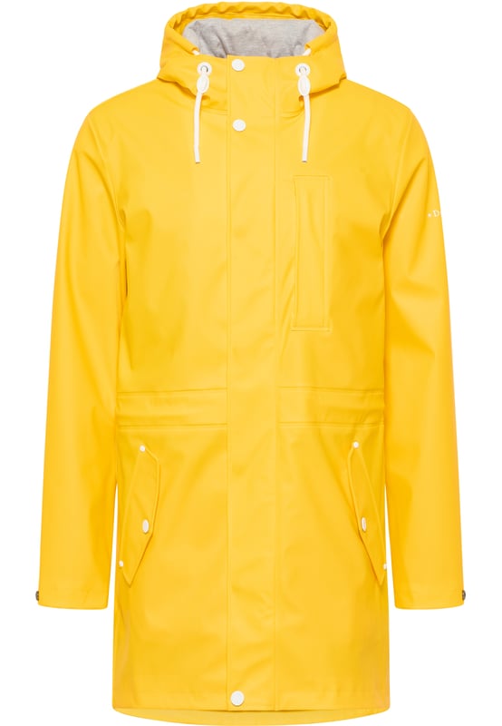 Schlechtwetter-Profi! Ob Regen oder Wind, der Regenparka, der gleichzeitig auch als Übergangsjacke fungiert, ist von DreiMaster Maritim designt und lässt Sie garantiert nicht im Stich. Gefertigt aus einem wasserdichten Obermaterial sind es die versiegelten Nähte, der verdeckte Reißverschluss und die große Kapuze, die den funktionalen Allrounder ausmachen. Für besonders angenehmen Tragekomfort sorgt ein weiches Jersey-Innenfutter in Melange sowie eine innen liegende Taillenkordel. Zwei seitliche Eingrifftaschen, eine Innentasche und die Brusttasche mit Reißverschluss runden den Style ab. Ein Logo-Print auf dem Oberarm und die mit Ankermotiv versehenen Druckknöpfe sorgen für einen maritimen Touch. Genießen Sie die Natur, auch wenn das Wetter mal nicht mitspielt.  Regenmantel